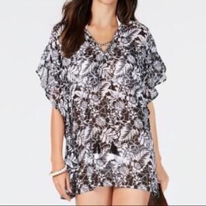 Miken Lace-Up Chiffon Caftan Cover Up